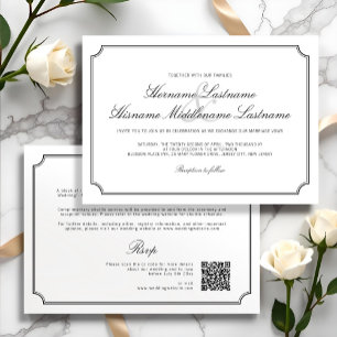 Convite Casamento Simples de RSVP RSVP QR multifuncional e