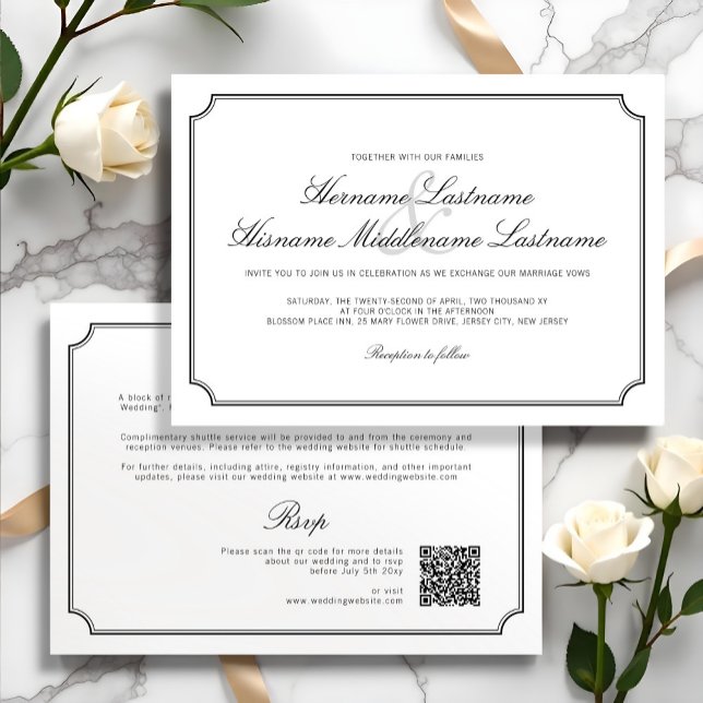 Convite Casamento Simples de RSVP RSVP QR multifuncional e (Criador carregado)