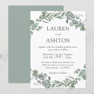 Convite Casamento Simples de Sage e Branco Verde Moderno