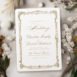 Convite Casamento Simples de Script Clássico de Frame Vint<br><div class="desc">Este elegante convite para o casamento apresenta o roteiro clássico e o quadro de colheita de ornamentados em cor dourada,  simples e eterno,  excelente para o casamento clássico moderno,  casamento vintage romântico e casamento tradicional formal. Ver todas as peças correspondentes na coleção</div>