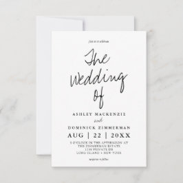 Convite Casamento Simples de Script de Mão Moderna Minimal