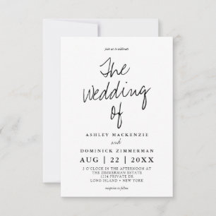 Convite Casamento Simples de Script de Mão Moderna Minimal