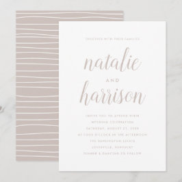 Convite Casamento Simples de Script de Taupe Moderno