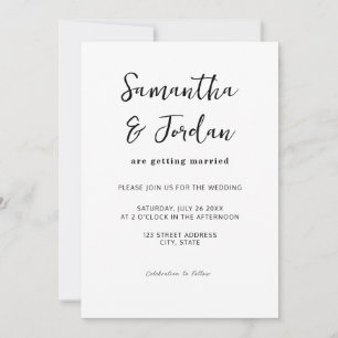 Convite Casamento Simples de Script Moderno