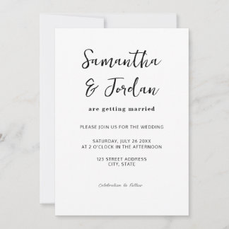 Convite Casamento Simples de Script Moderno