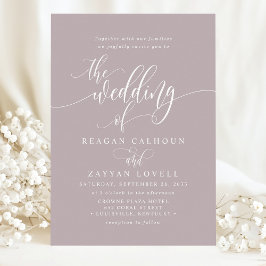 Convite Casamento Simples de Script Moderno Dusty Lavanda