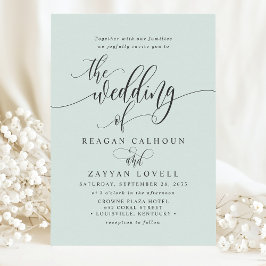 Convite Casamento Simples de Script Moderno Pastel Mint