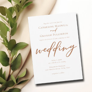 Convite Casamento Simples de Script Sienna Brown