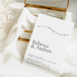 Convite Casamento Simples de Tipografia Branca e Preta<br><div class="desc">Apresente um toque de capricho à sua celebração do casamento com o nosso Simples Convite de Casamento de Script Whimsical Black & White. O charmoso design apresenta uma tipografia de onda divertida, mas elegante, em preto e branco clássico, definindo o tom para uma celebração que combina sofisticação com um toque...</div>