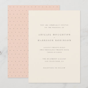 Convite Casamento Simples de Tipografia Chic Blush & Cream