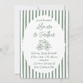 Convite Casamento Simples Desenhado à Mão em Verde Sage