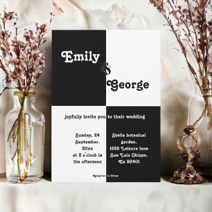 Convite Casamento Simples Do Chic Branco E Negro Elegante