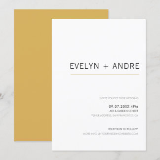 Convite Casamento Simples e Dourado Moderno e Minimalista