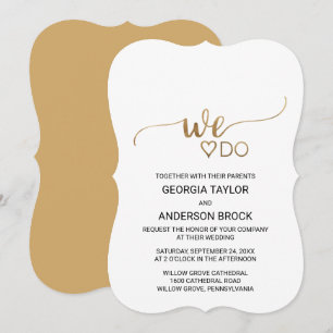 Convite Casamento Simples e Dourado "Nós Fazemos"