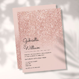 Convite Casamento Simples e Elegante com Brilho em Dourado