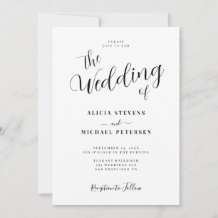Convite Casamento simples e elegante com script de caligra