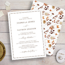 Convite Casamento Simples e Elegante de Folhas de Outono