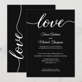Convite Casamento Simples e Elegante de Fuga com Recepção 