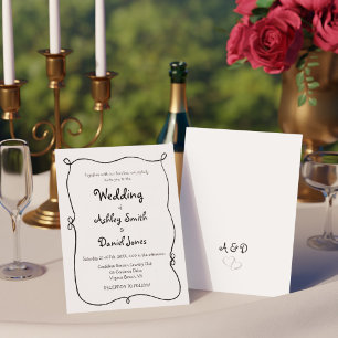 Convite Casamento Simples e Excêntrico Desenhado à Mão Pre