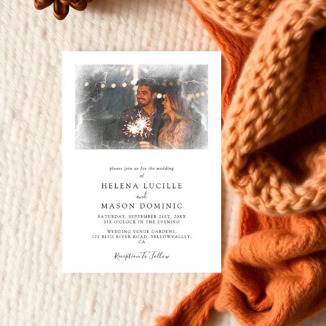 Convite Casamento Simples E Limpo Da Sobreposição De Fotos (Criador carregado)