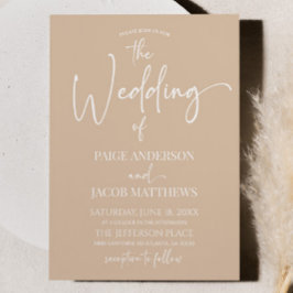 Convite Casamento Simples E Minimalista De Beige Tan Boho