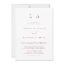 Casamento Simples e Minimalista Dusty Rosa Monogra