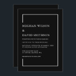 Convite Casamento Simples e Minimalista Negro e Branco Mod<br><div class="desc">Convite Simples de Casamento Moderno Negro e Branco Minimalista</div>