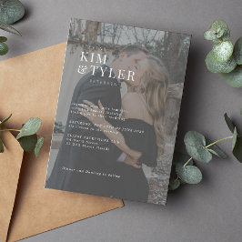 Convite Casamento simples e moderno com sobreposição de fo