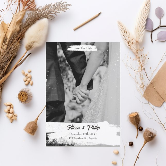 Convite Casamento Simples e Negro Branco (1)