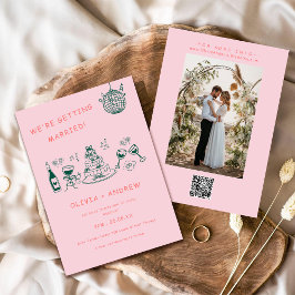 Convite Casamento Simples e Simples de Quirky Desenhado À