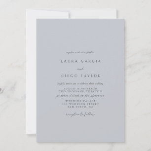 Convite Casamento Simples Elegante Azul Pó