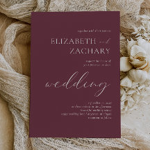 Casamento Simples Elegante Burgundy Branco Script