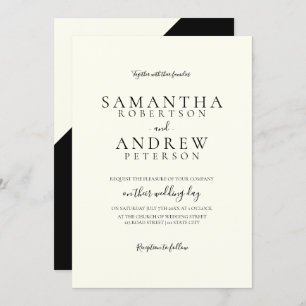 Convite Casamento simples elegante da tipografia do marfim