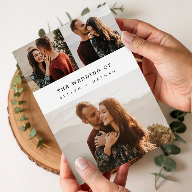 Convite Casamento Simples Elegante de Colagem de Fotos (Criador carregado)