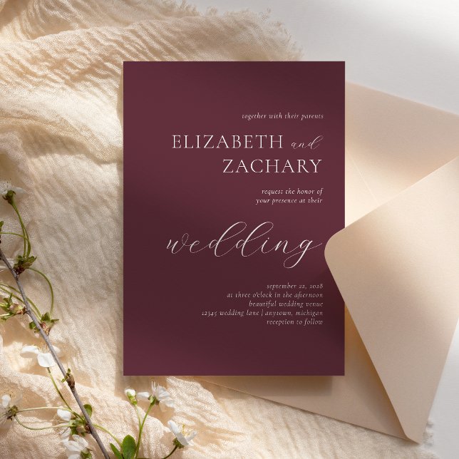 Convite Casamento Simples Elegante Escrito em Branco Borgo (Criador carregado)