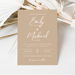 Convite Casamento Simples Elegante Minimalista De Taupe
