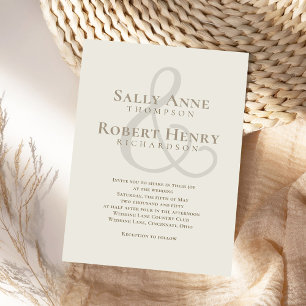 Convite Casamento Simples Elegante Moderno Ampersand Scrip