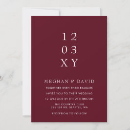 Convite Casamento Simples Elegante Moderno Burgundy
