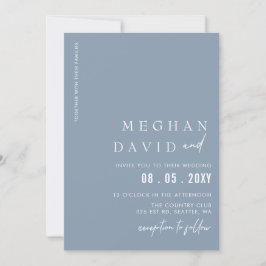 Convite Casamento Simples Elegante Moderno Dusty Blue