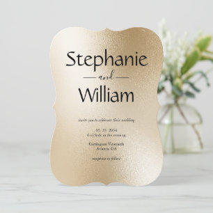 Convite Casamento Simples Elegante Moderno Metálico Dourad