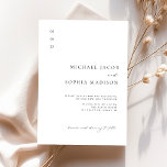 Convite Casamento Simples Elegante Negro e Branco Minimali<br><div class="desc">Prepare-se para dar o tom para o seu grande dia com o nosso modelo de "Simples Convite para Casamento Mínimo de Preto e Branco". Esse design capta perfeitamente a essência da sofisticação moderna, com suas linhas limpas, fontes clássicas de serifa e paleta nítida de cores preto e branco. O roteiro...</div>