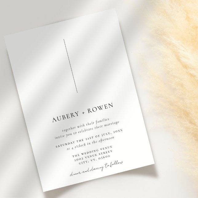 Convite Casamento Simples Elegante Negro e Branco Minimali (Criador carregado)