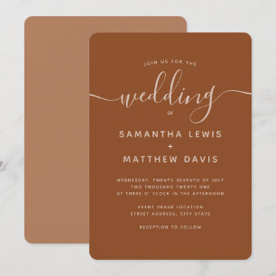Convite Casamento Simples Elegante Terracotta Bohemian