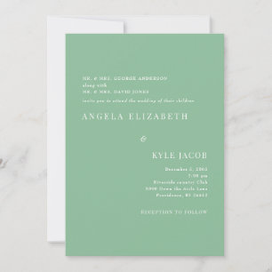 Convite Casamento Simples & Elegante Texto Branco Verde de