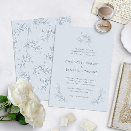 Convite Casamento Simples em Azul Poeirento