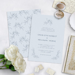 Convite Casamento Simples em Azul Poeirento