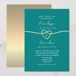 Convite Casamento Simples em Azul Verde