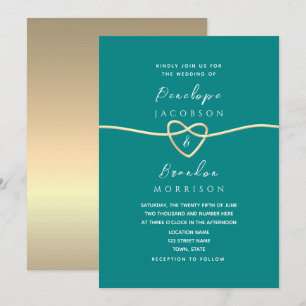 Convite Casamento Simples em Azul Verde