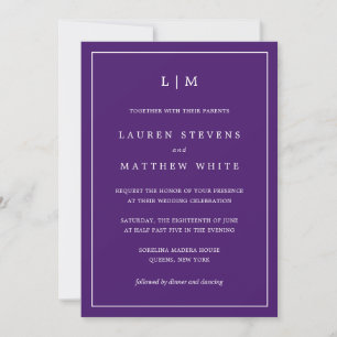 Convite Casamento Simples em Monograma Roxo