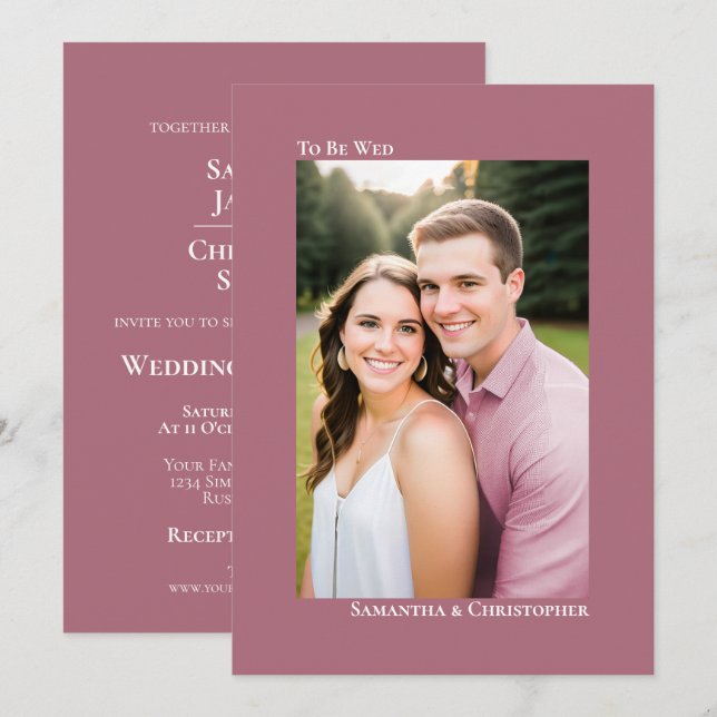 Convite Casamento Simples em Pó Rosa ou Bege Vertical com  (Frente/Verso)